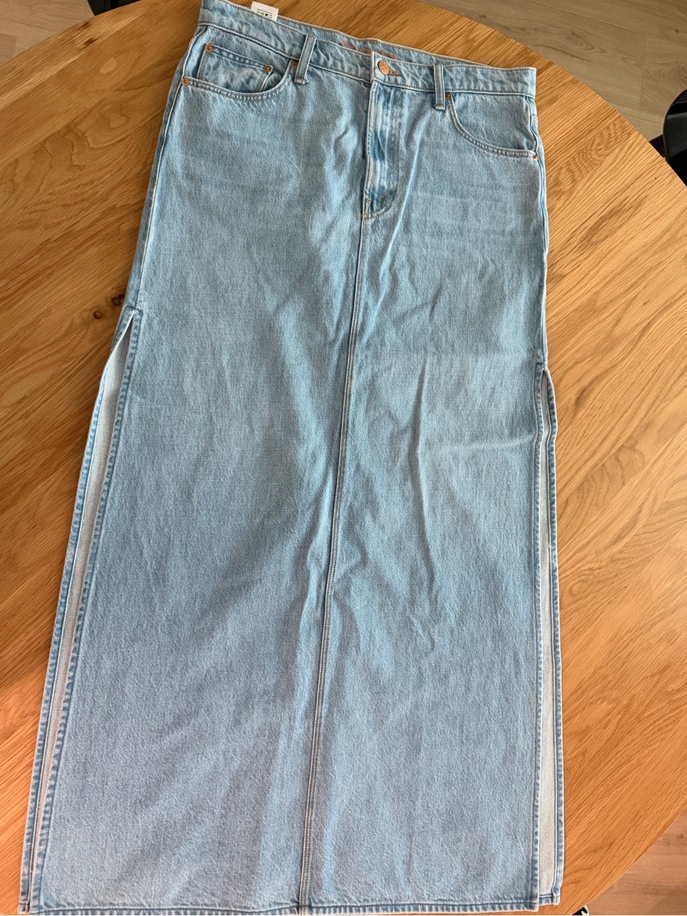 MOTHER SNACKS Light Wash Denim Maxi Skirt – Size 29